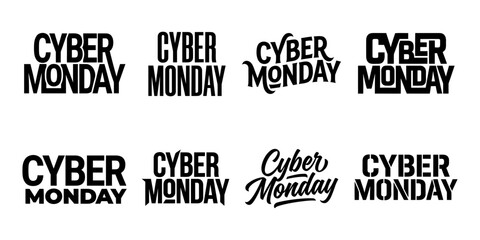 Fototapeta premium Set of cyber monday typography logos