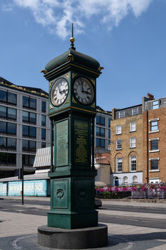 LONDON, UK - JULY 14, 2026:  Old vintage public clock in City Road, Islington
