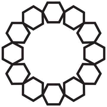 minimal vector line icon of connected cells forming a circle