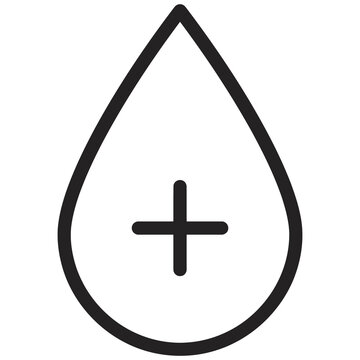 minimal vector line icon of cosmetic drop with plus sign