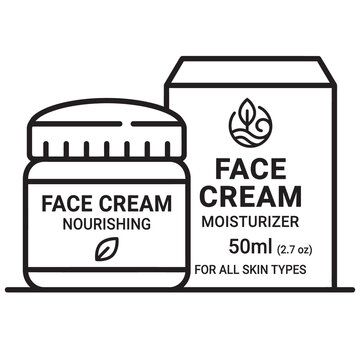 minimal vector line icon of face cream jar with outer box