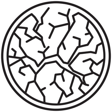 minimal vector line icon of cracked dry skin surface