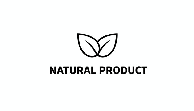 Natural Product logo with two black line art leaves, representing clean ingredients, organic goods, and green living.