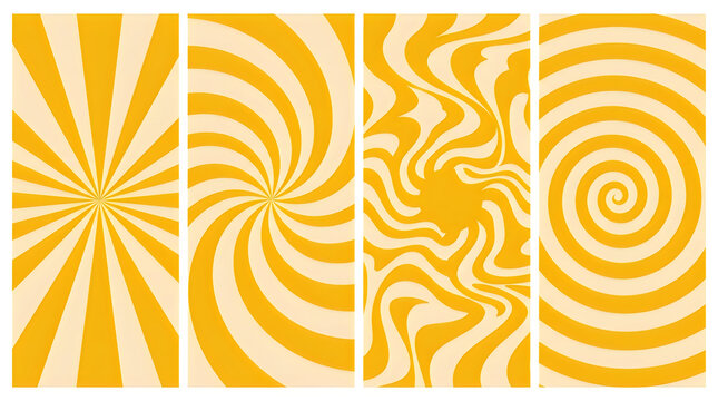 Colorful abstract swirls and waves pattern with yellow orange and pink curves