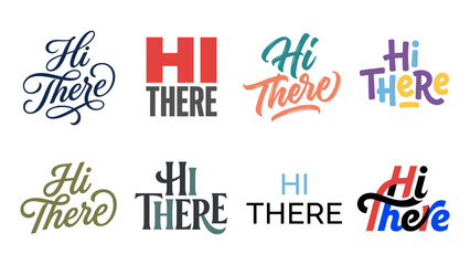 Assortment of hi there text designs in different fonts, colors and styles for greetings © MstRina