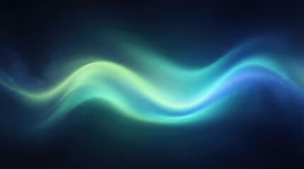 Naklejka premium Abstract flowing light ribbons of blue and green on a dark background
