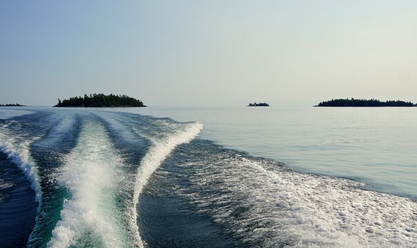 Boating on a calm day, Georgian Bay Canada          