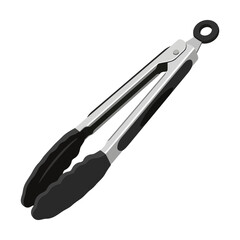 Obraz premium Kitchen tongs with silicone tips isolated on white background