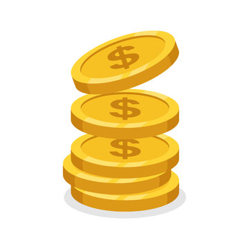 Stack of gold coins isolated on white background