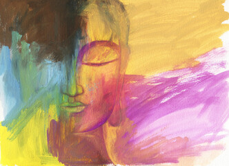 abstract watercolor background with head of Buddha © Anna Ismagilova