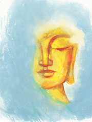abstract watercolor background with head of Buddha © Anna Ismagilova