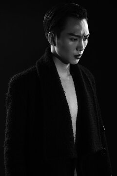 black and white fashion male portrait