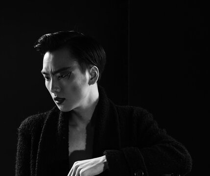  black and white fashion male portrait