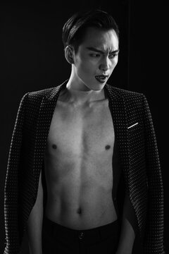  black and white fashion male portrait