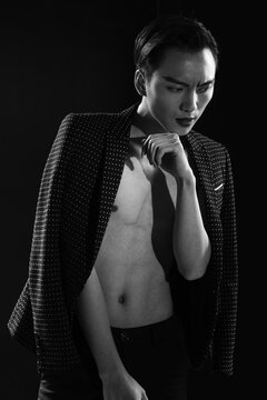  black and white fashion male portrait