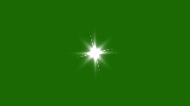 Cartoon doodles style sparkling stars shine animation, single star glittering, white star blinking animation, star light streaks, fantasy style overlay on green screen, 4K and UHD video
