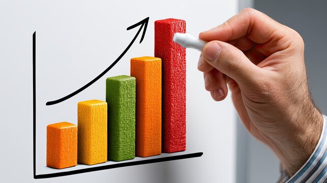 Hand Drawn Bar Chart Showing Growth Trend.