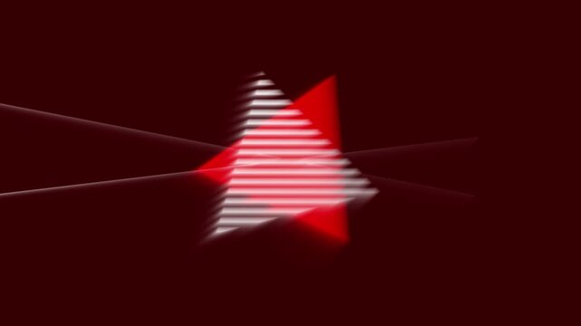 Abstract red laser triangle with glowing white lines and futuristic geometric light motion background