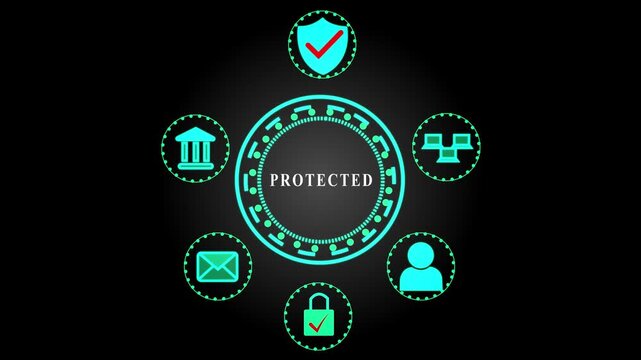 Protected Digital Data and Cyber Security Concept Animation
