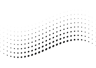 Abstract flowing wave of black dots on white background for modern design elements