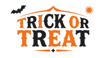 Trick or treat vintage Halloween typography with bat and starburst © Fariha
