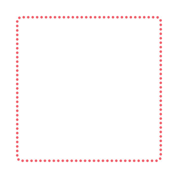 Square frame border made of small pink dots with hand drawn decoration scrapbook invitation transparent background template celebration birthday material minimalist repeated as PNG element