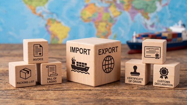 Import export concept representing global trade and international logistics