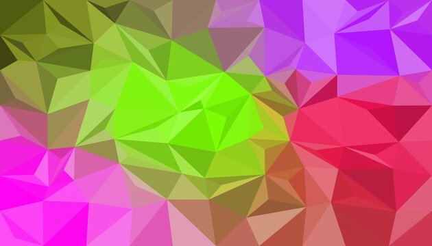 abstract colorful low poly background with bright blue purple pink orange and red triangle shapes in a modern crystal faceted geometric mosaic pattern for technology business presentation banner