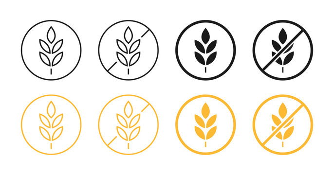 Gluten free icon, non gluten food allergy and dietary label symbol vector.
