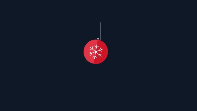 Red Christmas Bauble Ornament Swinging Animation Isolated on Dark Background