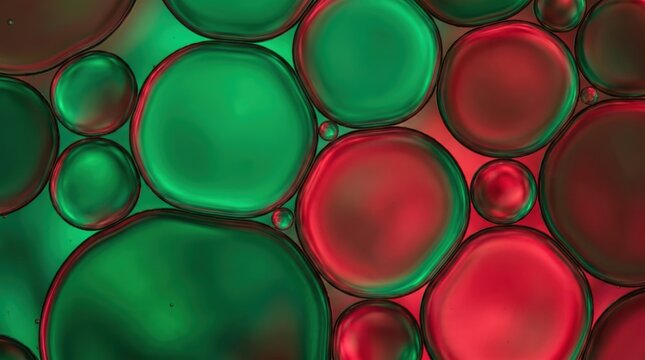 Abstract red and green liquid bubble texture background