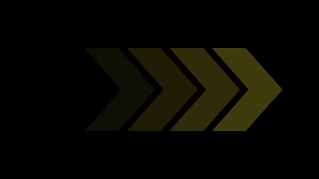 Right Moving Arrow Loop Animation on Black Background. Animated arrows for the overlay video layer.