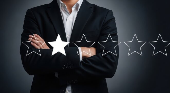 Businessman giving a one star rating with his arms crossed