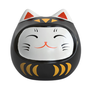Maneki neko lucky cat isolated on white background