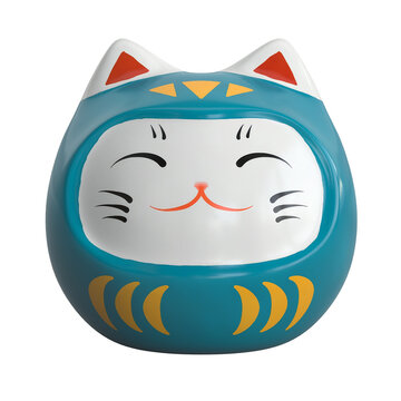 Maneki neko lucky cat isolated on white background