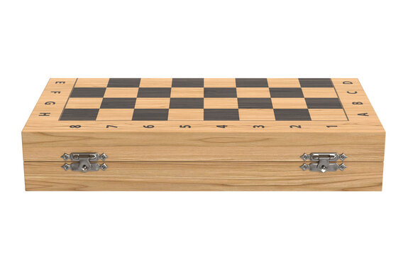 Wooden chess board isolated on white background