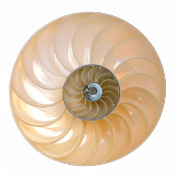 Nautilus shell spiral cross section isolated on white background sea marine