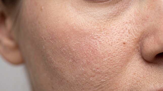 Close up of human skin with visible pores and texture.