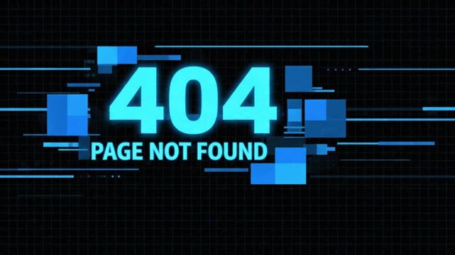 Digital 404 error page not found notification glitch graphic a digital motion graphic displaying