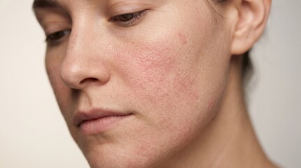 Fototapeta premium Close up portrait of woman with clear skin and closed eyes.