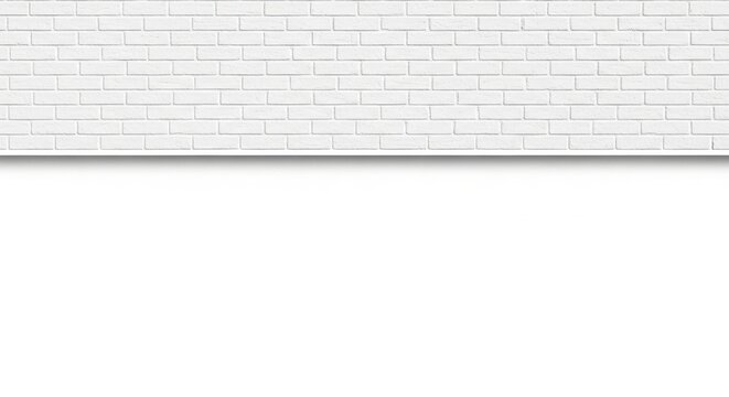 A white brick wall with a gray ledge