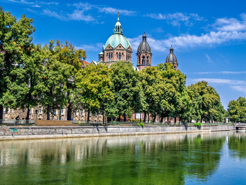 St. Lukas Kirche, Lukaskirche an der Isar, M&uuml;nchen, Oberbayern, Bayern, Deutschland