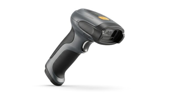 Wireless handheld barcode scanner isolated on white background