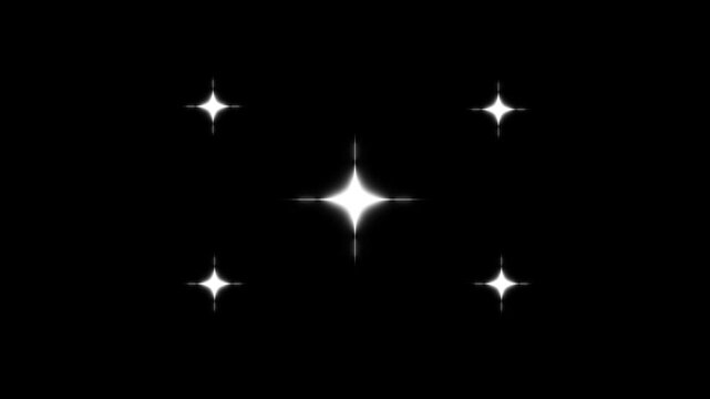 cartoon star twinkle animation white glowing sparkle effects glitter shine bursts blinking doodle stars retro flat vector design magical festive motion, green screen chroma key loop. 4k