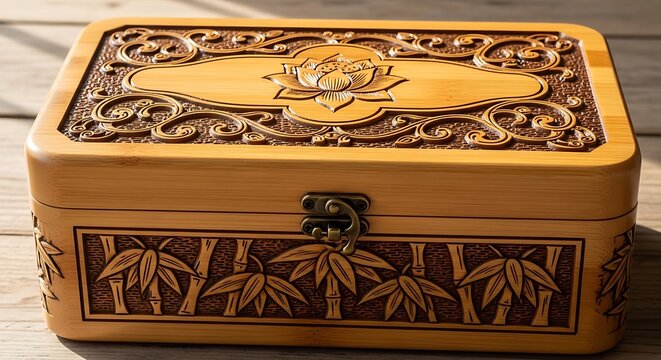 wooden box with jewelry