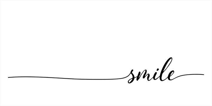 Smile word written in simple black cursive calligraphy script on a clean surface Vector, illustration