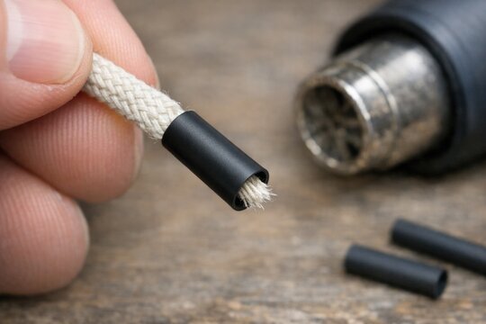 A person holding a black and white cord, suitable for use in photography, design or illustration
