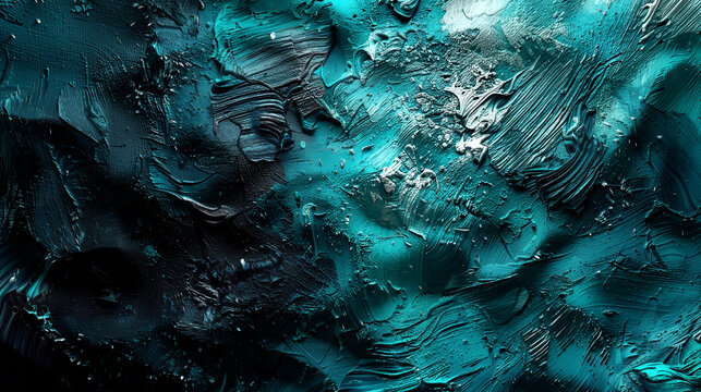  Textura de pinceladas atrevidas de aceite verde azulado oscuro; fondo art&iacute;stico dram&aacute;tico para galer&iacute;a, dise&ntilde;o creativo y activos editoriales de marca.