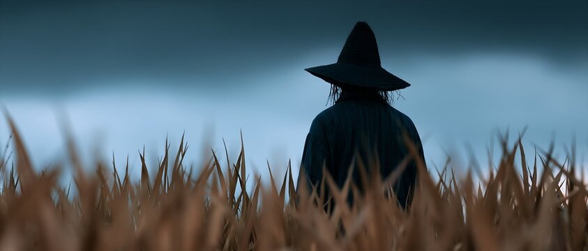The figure's silhouette suggests solitude