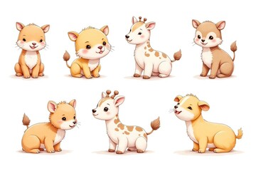 Obraz premium set animali e cuccioli per bambini